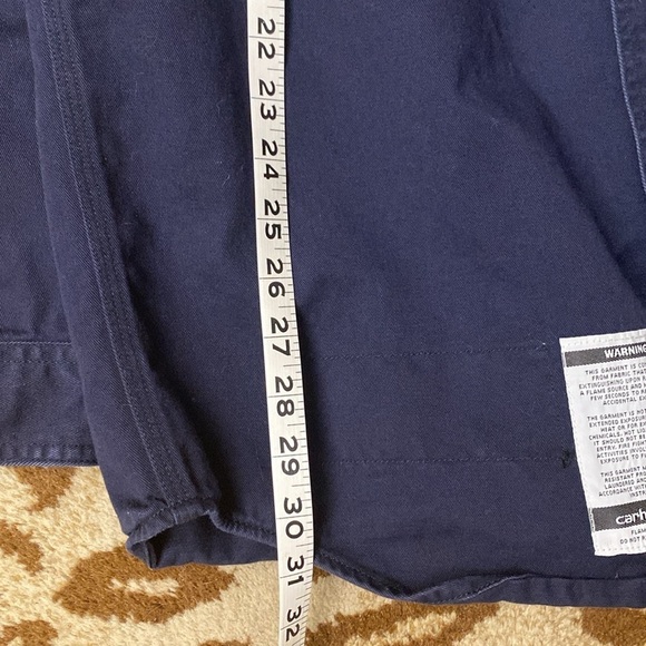 Carhartt Long sleeve Fire resistant Shirt Men’s SZ MT Navy Workwear heavy duty - Picture 8 of 9